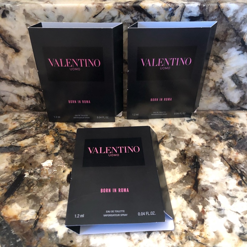 3pcs Valentino Uomo Born in Roma Sample Vial Spray Card